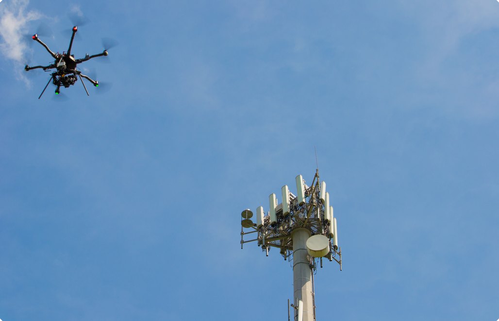 Telecom tower seen from a drone